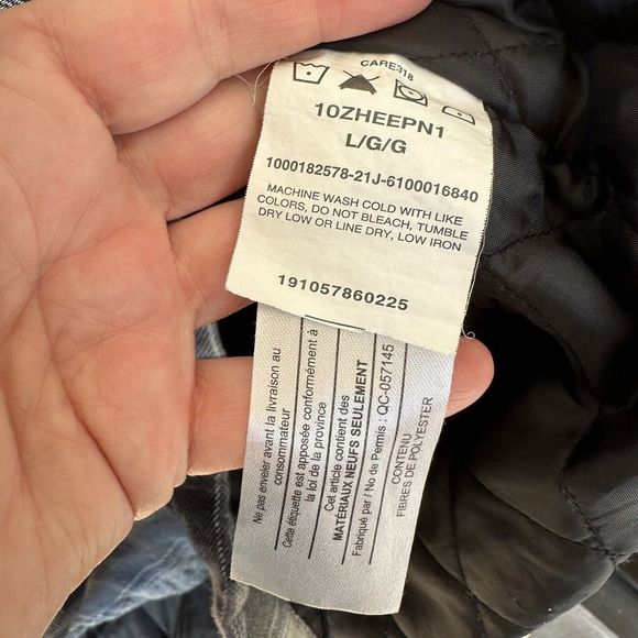 Men’s Wrangler Authentics Quilted Flannel Hoodie Long Sleeve Blue Plaid Large - Picture 4 of 4